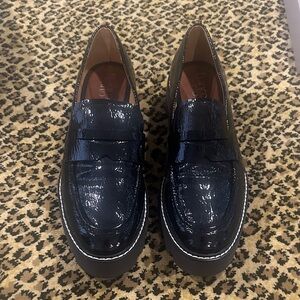 Franco Sarto Patent leather black loafers